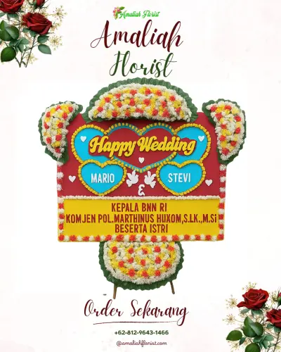 Karangan Papan Bunga Pernikahan di Gandurejo